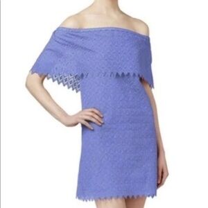 ⚫️  KENSIE Eyelet Shift Dress Sky blue offshoulder lace dress​​​